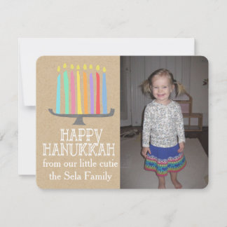 Carte photo espiègle heureux de Hanoukka Menorah