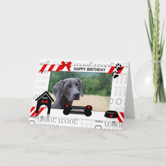 Carte photo et nom de l'animal de compagnie rouge (Devant)