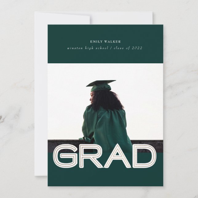 carte photo faire-part de graduation de script gra (Devant)