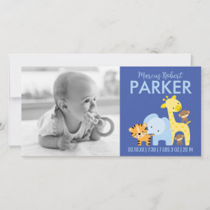 Carte photo faire-part de naissance (bleu)