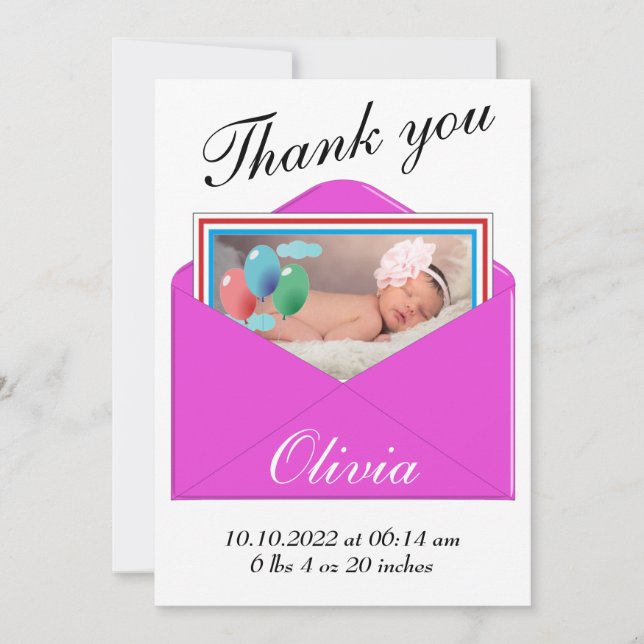 carte photo Faire-part de naissance Merci (Devant)