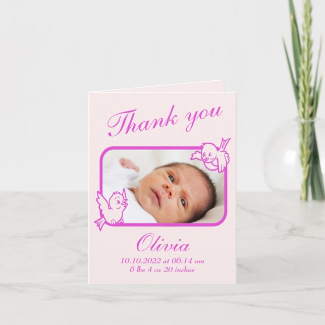 carte photo Faire-part de naissance Merci (Devant)