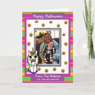 Carte Photo Famille Unicorn Halloween