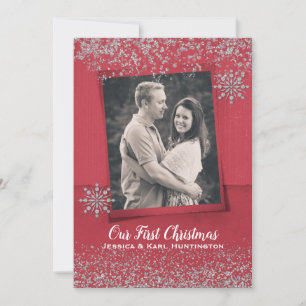 Carte photo Festive Red and Silver Christmas