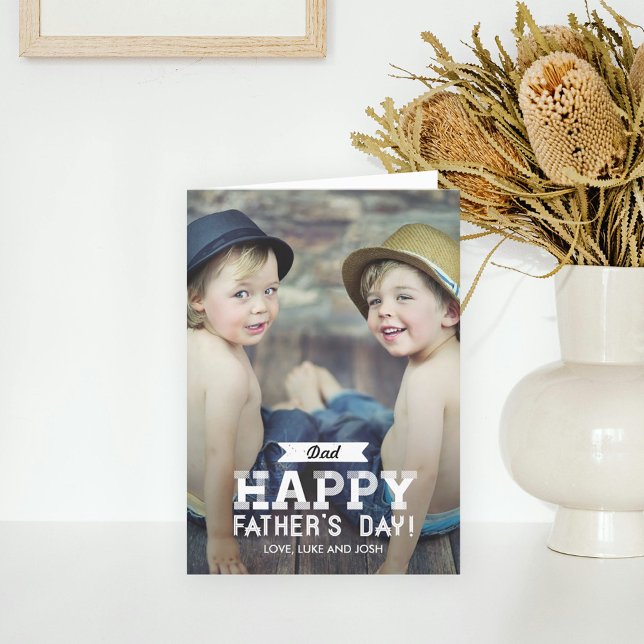 Carte photo Fête des Pères ruban vintage (Créateur téléchargé)