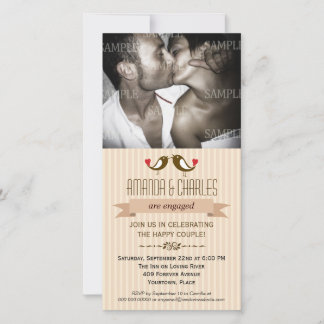 Carte photo Fiançailles Lovebirds Cream