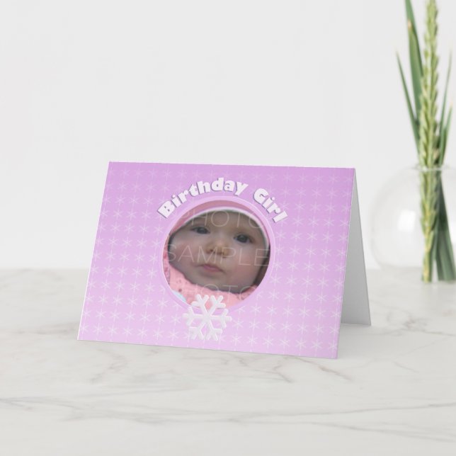 Carte Photo Fille d'anniversaire Hiver Onederland (Devant)