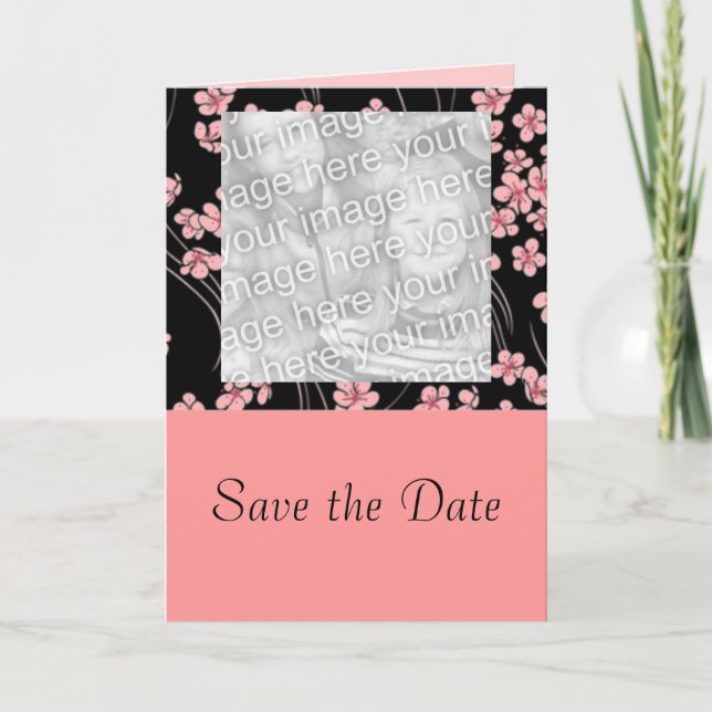 Carte Photo Fleurs de Cerisier sur Fond Noir (Devant)