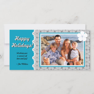 Carte photo Fleurs Modernes -Turquoise
