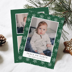 Carte Photo Flocon de Neige Vert 3 Paix sur Terre