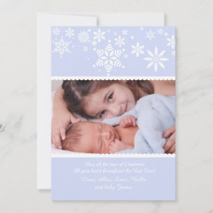 Carte Photo Flocons de Neige Bleus d'Hiver
