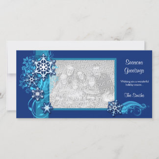 Carte photo floral de flocon de neige de vacances