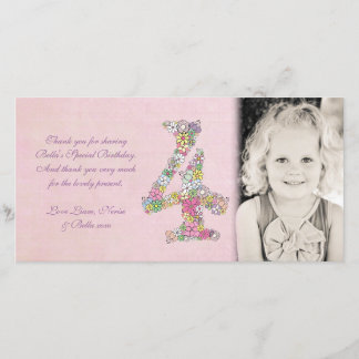 Carte photo floral de Merci de 4ème anniversaire