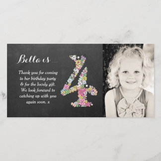 Carte photo floral de Merci de 4ème anniversaire