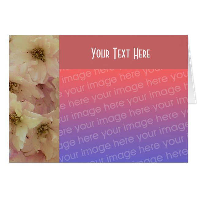 Carte photo floral rose pâle (Devant horizontal)