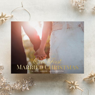 Carte photo FOIL Elegant First Married Christmas