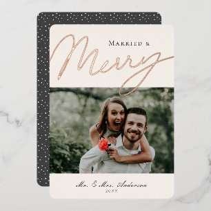 Carte photo Foil Marié & Mariage Script