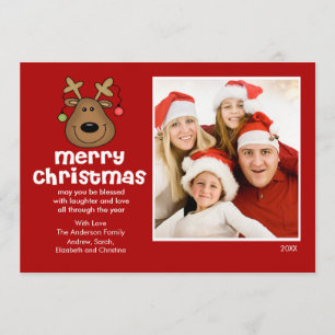 Carte photo Fun Reindeer Christmas Flat