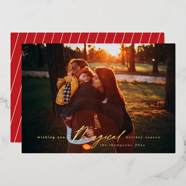 Carte photo Gold Foil de la saison des fêtes (Recto/Verso)