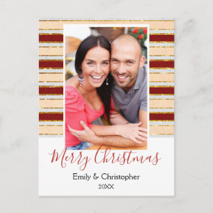 Carte photo Gold Foil, White and Red Christmas