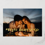 Carte photo Gold Merci Beaucoup Merci<br><div class="desc">Real Gold Foil script "merci beaucoup" sur votre photo saignée complète avec 1 ligne de texte. Vous pouvez choisir entre de la feuille d'or, de l'or rose ou de la feuille d'argent. Customisez le côté arrière avec votre propre choix de couleur, ou téléchargez une photo. Sélectionnez cette option pour supprimer...</div>