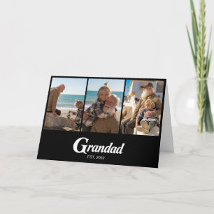 Carte Photo Grand-Père Script Noir 3 Établis