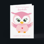 Carte Photo Grandaughter First Birthday Cute Pink Owl<br><div class="desc">Grandaughter First Birthday Cute</div>