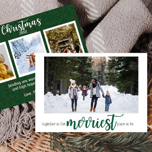 Carte photo Green Merriest Place to Be Christmas