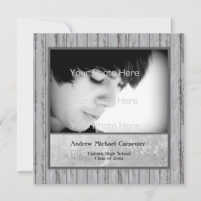 Carte photo Gris Look Grunge Invitation (Devant)