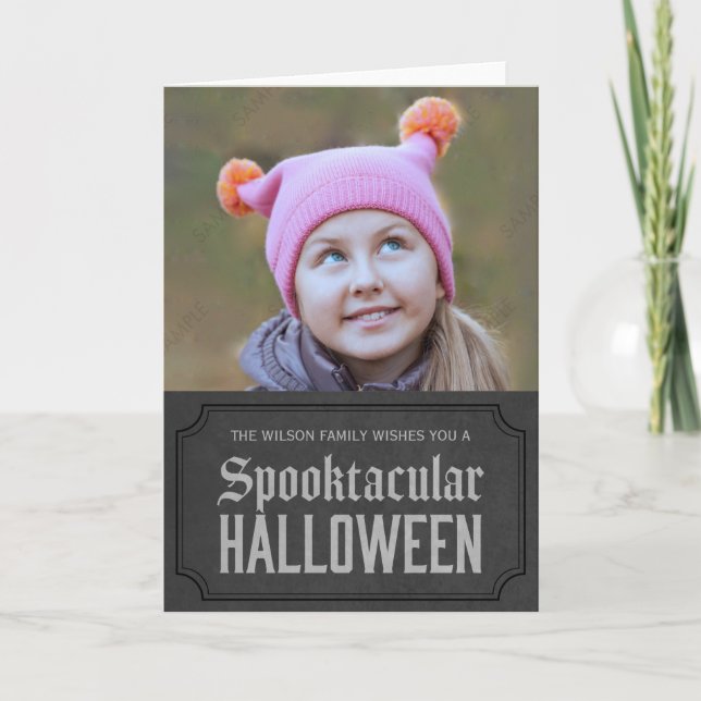 Carte Photo Halloween gris foncé (Devant)