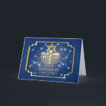 Carte photo Hanoukka bleu et or<br><div class="desc">Envoyez des cartes de voeux personnalisées cette saison des Fêtes personnalisées avec votre photo préférée, les noms et salutation aussi, votre choix de taille de carte.Conçu par Freepik).Conçu par Freepik). () La carte est facile à customiser avec votre libellé, police, couleur de police.() Pas exactement ce que vous cherchez? Tous...</div>