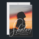 Carte photo Hanoukka - Lettres Coeur Shalom<br><div class="desc">"shalom" écrit à la main avec coeur,  couleur et échelle modifiables; message facultatif au dos ou ajouter plus de photos</div>