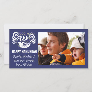 Carte photo Happy Chanukah "Doves de tableau noir"