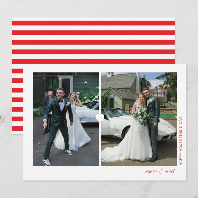 Carte photo Heart Duo White pour la Saint-Valentin (Devant / Derrière)