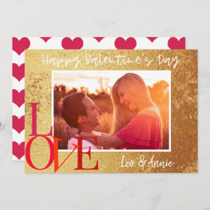 Carte photo Heureuse Sainte-Valentin Gold Foil