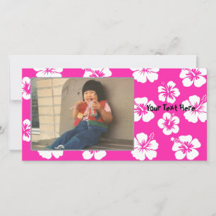Carte photo Hibiscus rose personnalisable