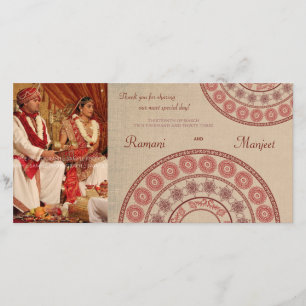 Carte photo indien de Merci de mariage de henné