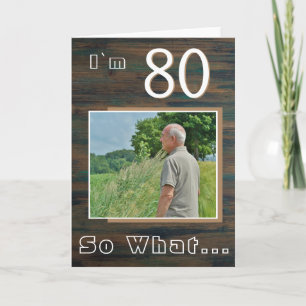 Carte Photo inspirant en bois rustique pour 80 ans