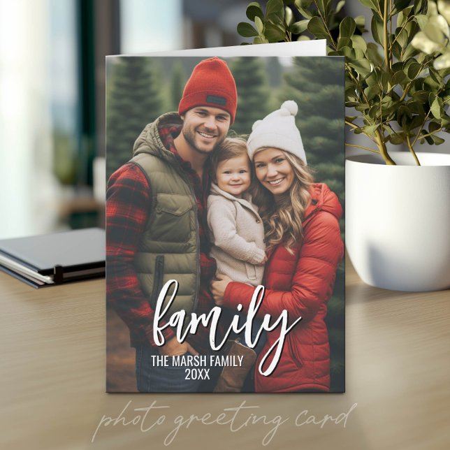 Carte Photo intégral - Texte de famille de script person (Photo Greeting Card)