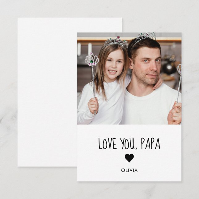 Carte photo Je t'aime Papa (Devant / Derrière)