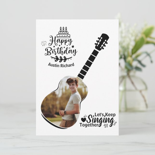 Carte photo Joyeux Anniversaire chantons (Debout devant)