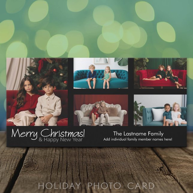 Carte photo : Joyeux Noël avec 5 photo collage (Classic Holiday Photo Card)