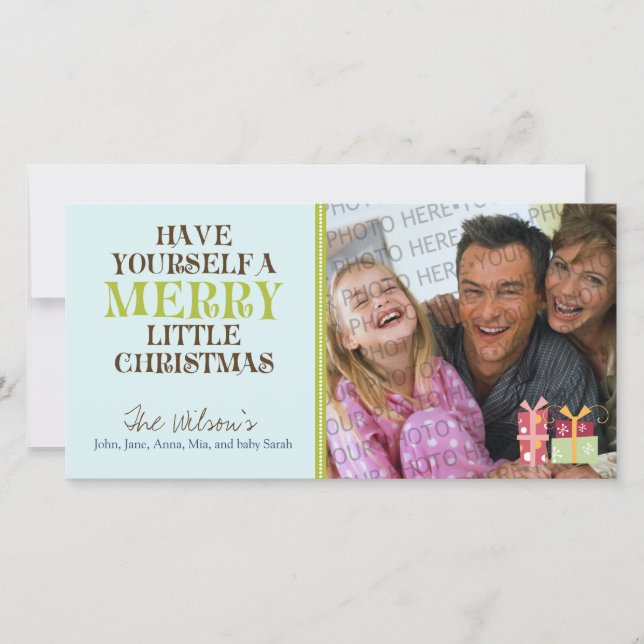Carte photo Joyeux Noël (bleu) (Devant)