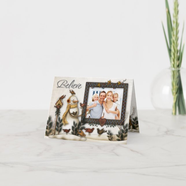 Carte photo lunatique de Noël de bonhommes de (Devant)