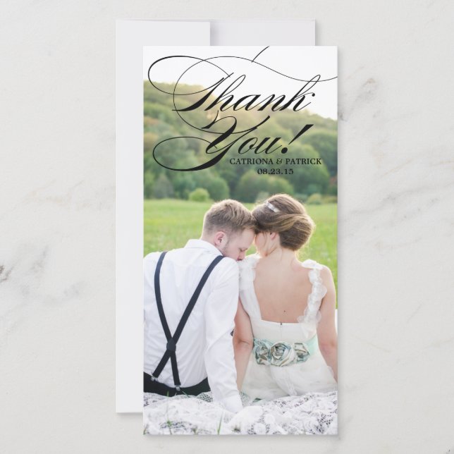 Carte photo Mariage Black Elelgant Script (Devant)