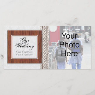 Carte photo mariage, Cordon blanc avec cadre en bo