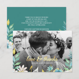 Carte photo Mariage de Merci à la menthe jaune