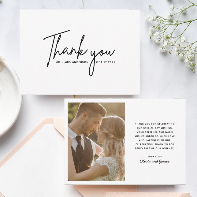 Carte photo Mariage de Merci de script moderne sim (Créateur téléchargé)