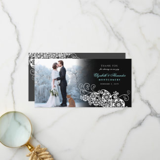 Carte photo Mariage Floral Paisley Boho Merci