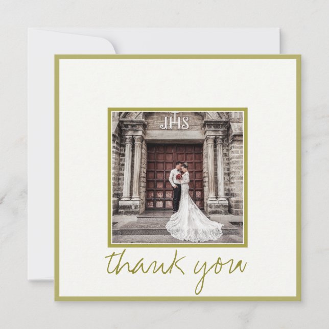 Carte photo Mariage Gold Elegant Merci (Devant)